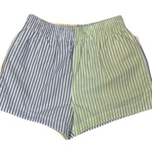 RVCA High Waist Blue and Green Striped Shorts